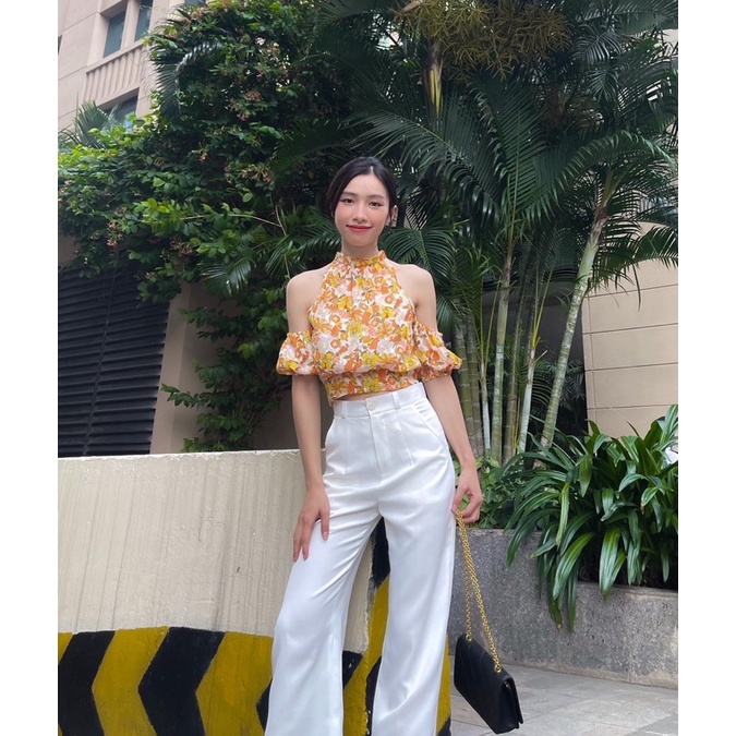 ZIEL Áo croptop nữ hoa tay bồng | Puff Floral Top