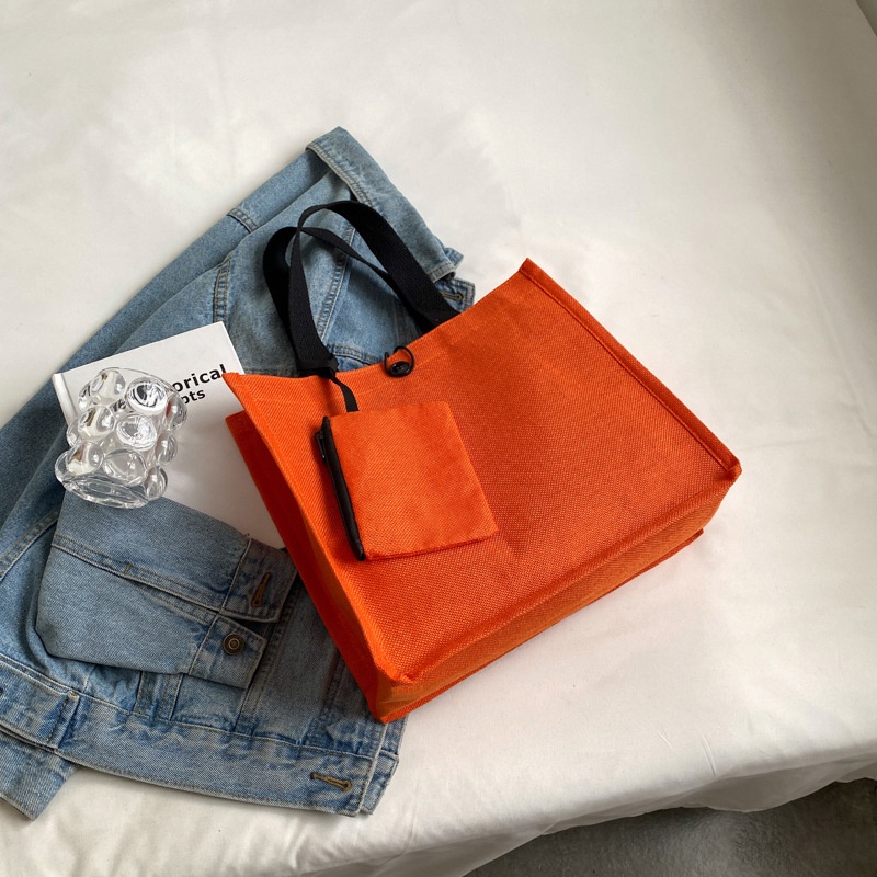 Túi Xách Nữ Vải Lanh Cỡ Lớn Thiết Kế Đơn Giản