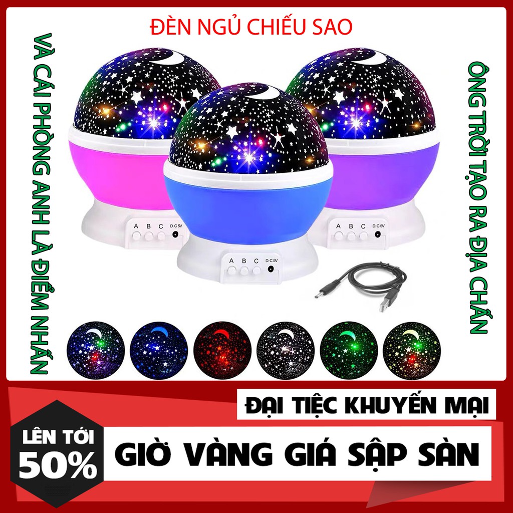 Đèn ngủ chiếu sao tự xoay 360-Món quà tuyệt vời cho đêm Giáng Sinh