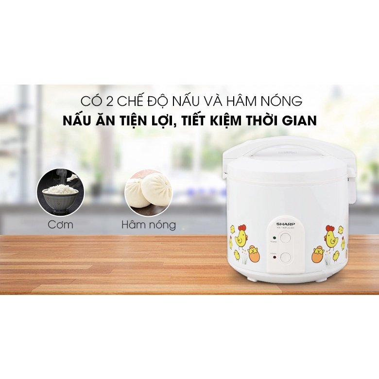 [Mã ELHADEV giảm 4% đơn 300K] Nồi cơm điện nắp gài Sharp 1.8 lít KS-183TJV-CH - Mới - Chính Hãng Bảo Hành 12 Tháng