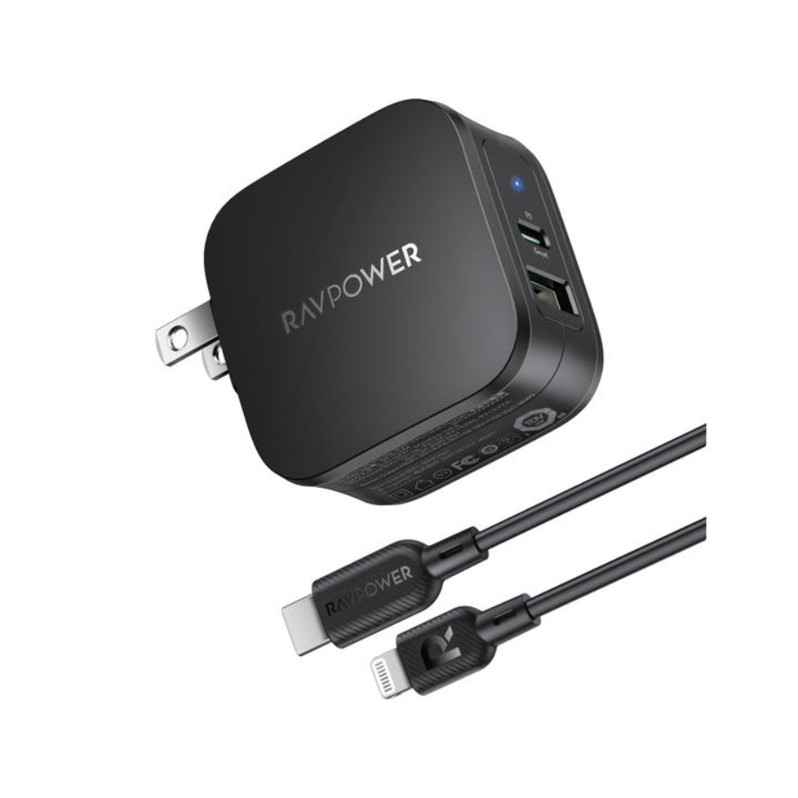 Bộ Củ Sạc Nhanh RAVPower RP-PC144 Cáp Type-C to Lightning MFI 30W Sạc Nhanh iPhone, iPad - Hàng Chính Hãng