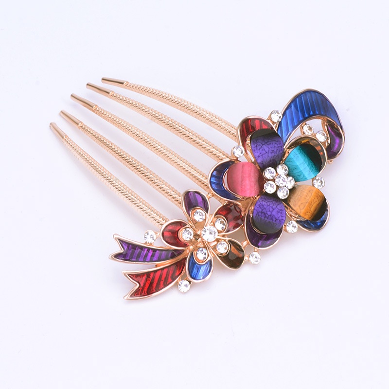 Lược Cài Tóc Đính Ngọc Trai Màu Cầu Vồng Xinh Xắn Cho Bé Gái