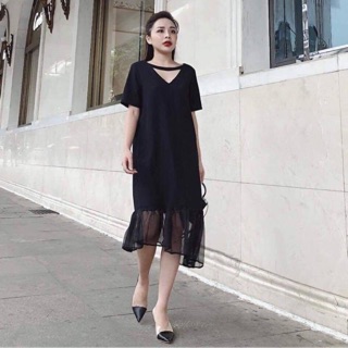 Váy cotton cổ chocker đuôi cá siêu sang chảnh.