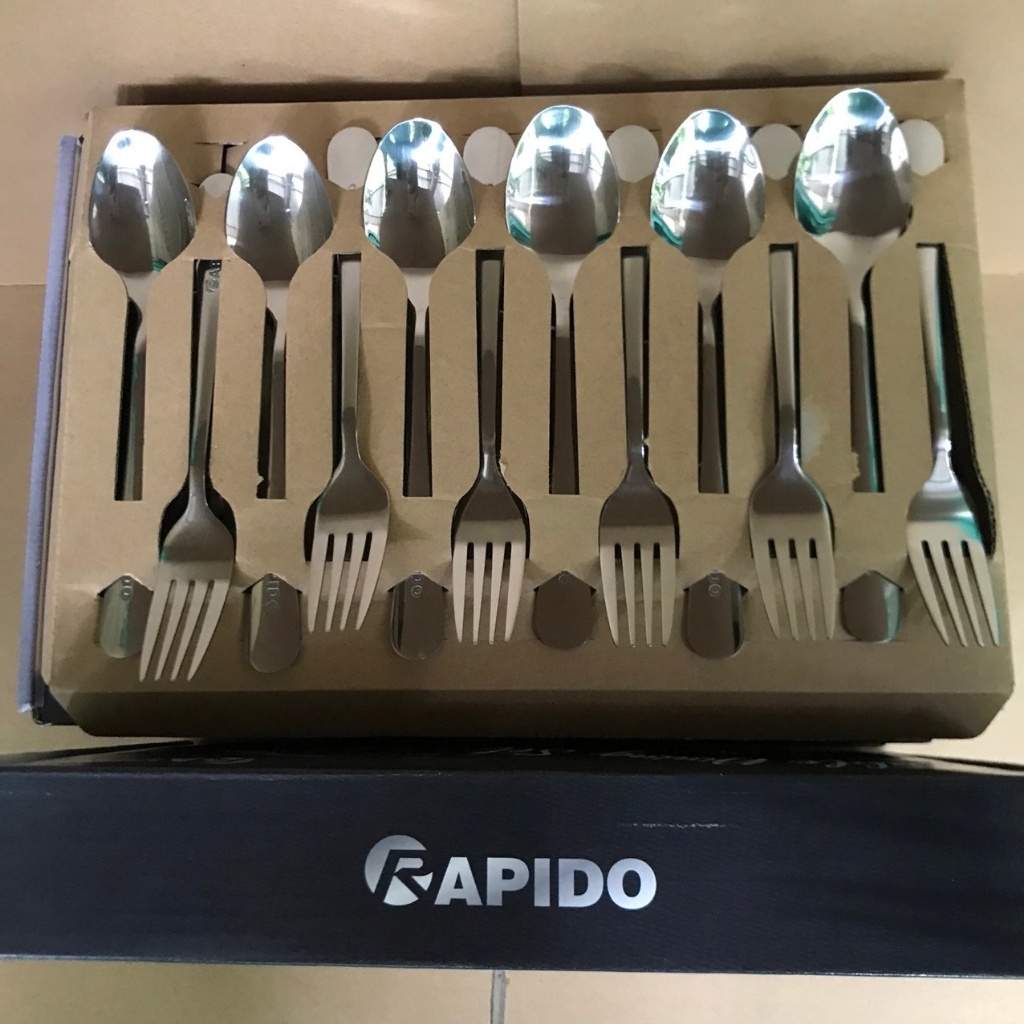 Bộ dĩa thìa cao cấp RAPIDO 12 chi tiết sang trọng, chất liệu inox SUS 304 không gỉ, an toàn