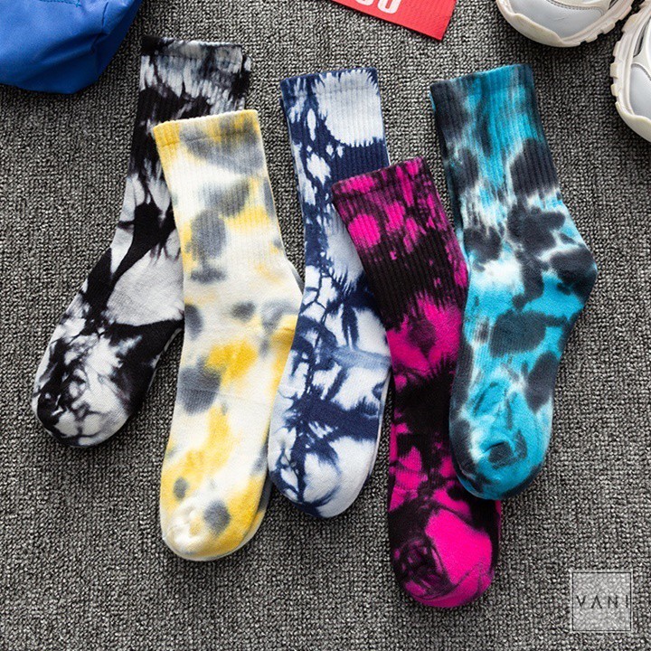 Tất, Vớ Gân Tăm Nam Nữ Loang Màu Tie-Dye - Vani Store [TAT00107]