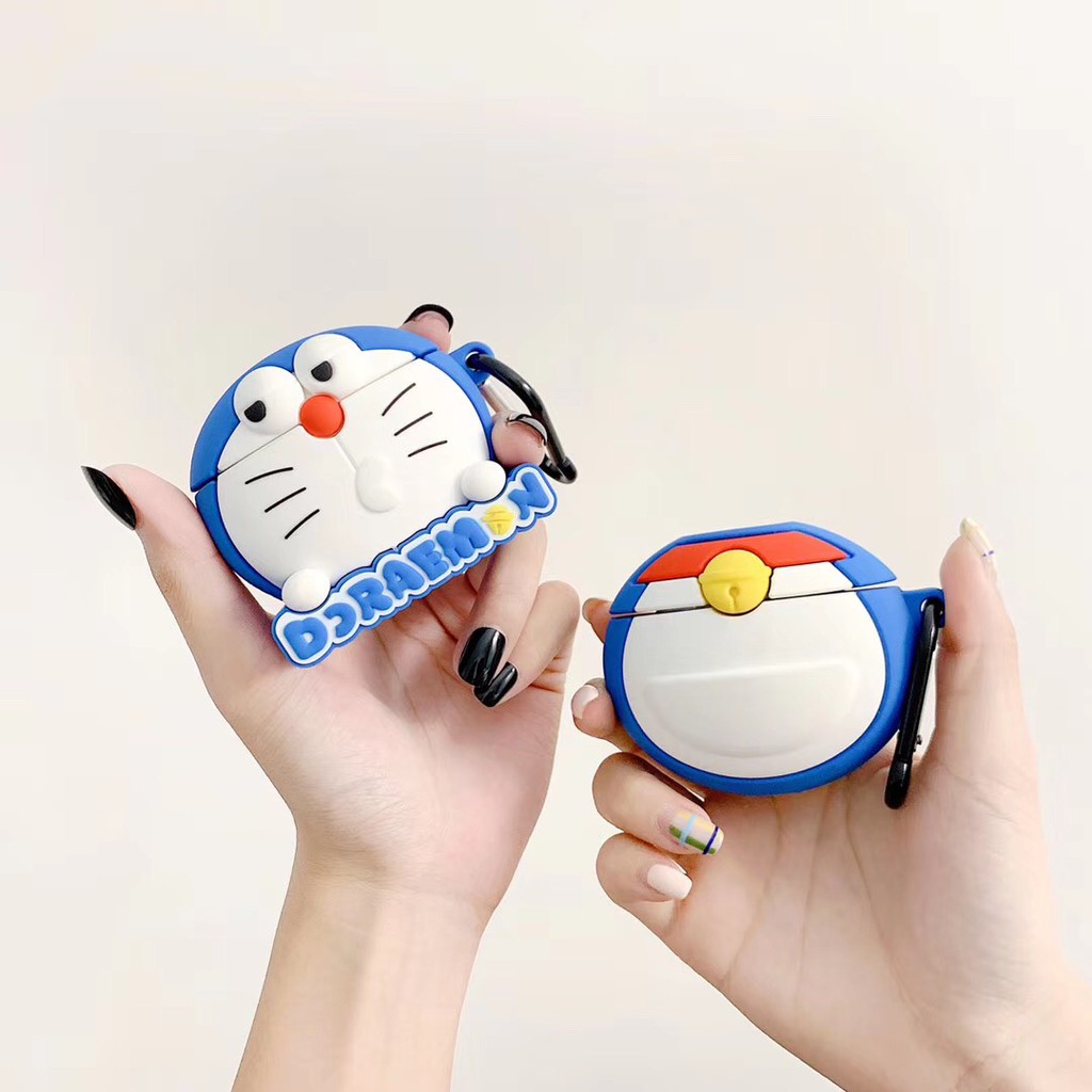 Doraemon Vỏ Bảo Vệ Hộp Đựng Tai Nghe Airpods 2 Hình Doremon 3d Có Móc Khóa Chống Thất Lạc