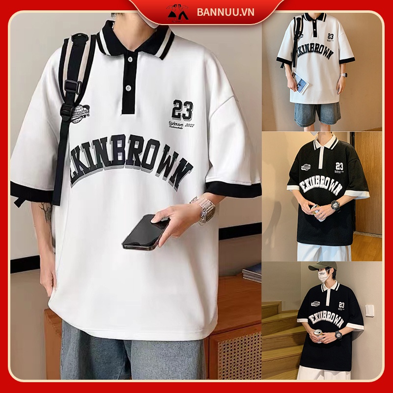 áo polo nam from rộng áo thun nam có cổ phong cách Hàn Quốc áo phông unisex Áo thun áo thun có cổ nữ bông áo phông polo nam thời trang áo polo oversize nam