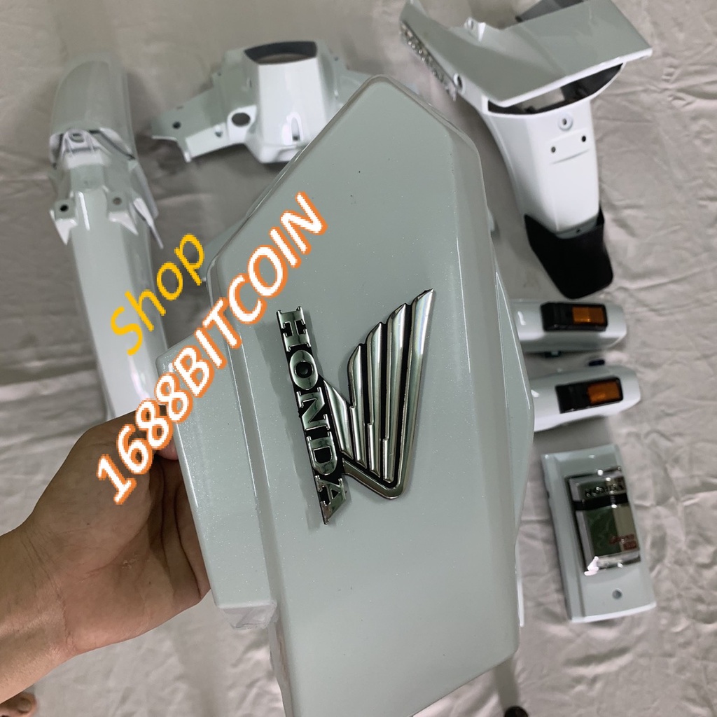 Full bộ vỏ nhựa xe dream 2 TẶNG TEM NỔI -dàn áo xe dream ll MÀU TRẮNG  -dream cao -dream trung quốc-mủ trắng ABS loại 1