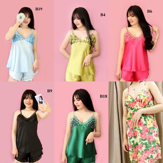 Bộ ngủ phi lụa mềm, mịn, mát - Ren hoa đẹp xịn