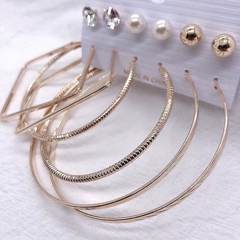 Set 6 Đôi Khuyên Tai Tròn Thời Trang Dành Cho Nữ