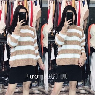 Áo len nữ kim tuyến kẻ ngang mới về full màu - hàng quảng châu
