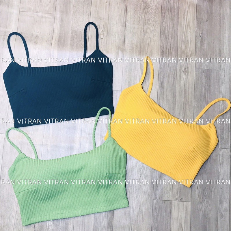 ÁO HAI DÂY CROPTOP THUN GÂN CÓ ĐỆM MÚT