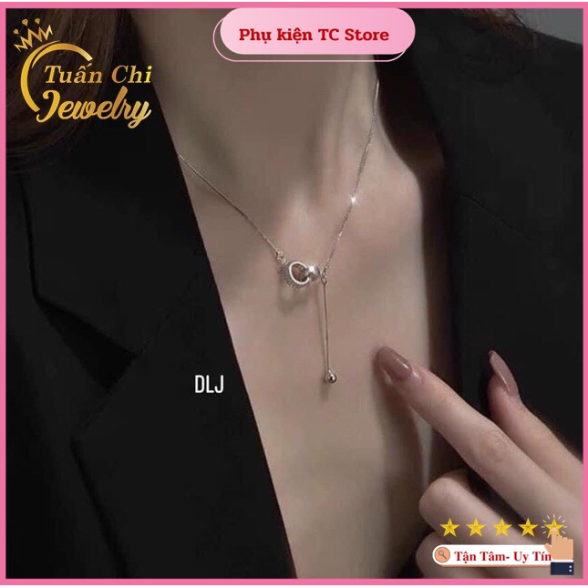 Dây Chuyền Nữ ♥️MẪU HOT♥️ Vòng Cổ Bạc Nữ, Liền Mặt Đính Đá Sang Trọng, Phong Cách Hàn Quốc