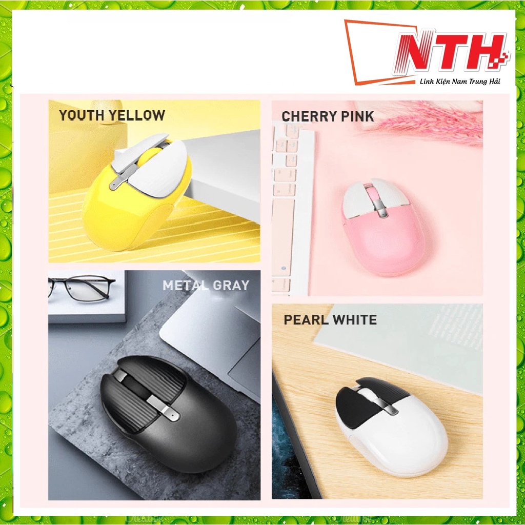 Chuột không dây M106 kết nối bằng Bluetooth và chip 2.4G siêu tiết kiệm pin, màu sắc cá tính thiết kế nhỏ gọn