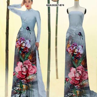Vải áo dài hoa hồng