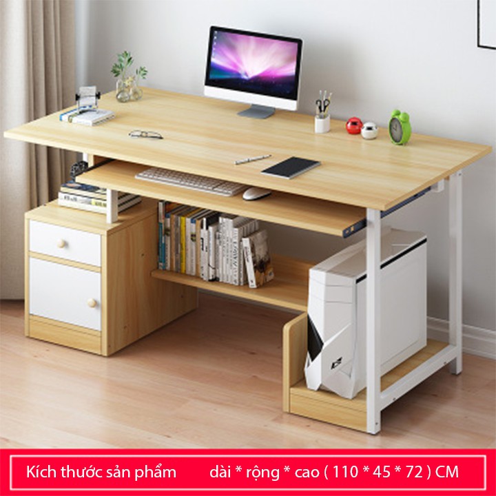 Bàn làm việc máy tính, bàn làm việc văn phòng có ngăn để bàn phím BAH003