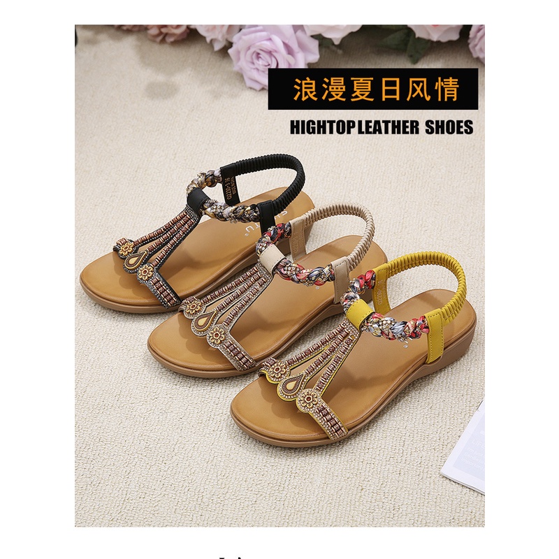 Giày Sandal Đế Bằng Siêu Nhẹ Thoải Mái Phong Cách Bohemian Thời Trang Cho Nữ