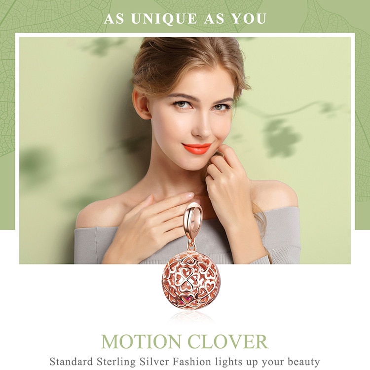 Mặt dây Bamoer khoét rỗng hình trái tim SCC1127 bằng bạc 925 màu vàng đồng làm trang sức