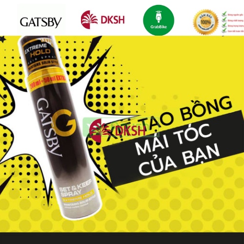 Gôm xịt tạo kiểu tóc gastby set &amp; Kêp Spray Super Hair 250ml (indonesia)