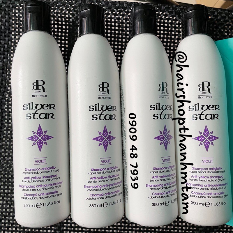 Dầu gội tím khử vàng, chăm sóc tóc vàng sáng Therapy SILVER STAR Shampoo RR Line 1000ml