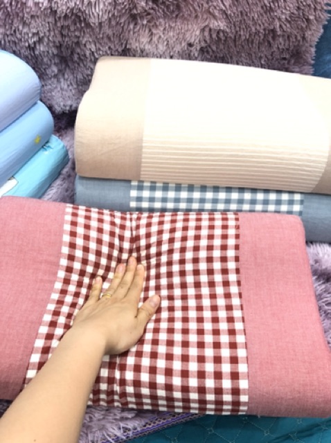 Gối cao su non người lớn vỏ cotton 100%- giao màu ngẫu nhiên