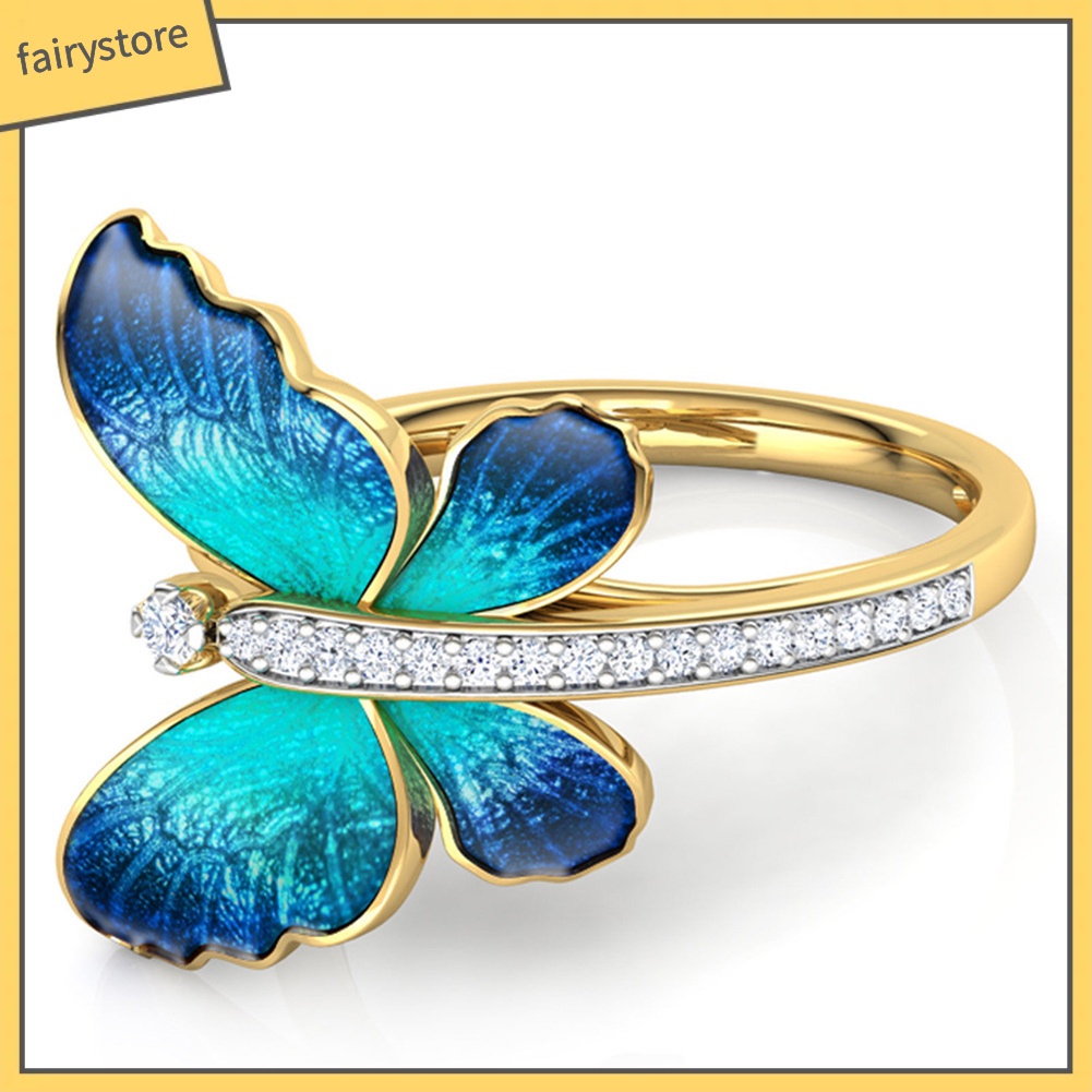 Nhẫn Hợp Kim Đính Đá Hình Bướm Xinh Xắn