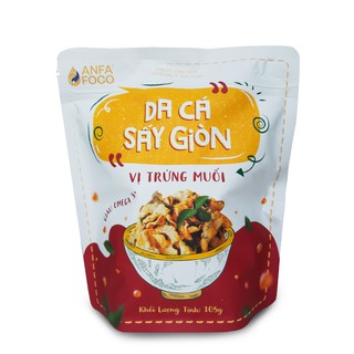 Da cá sấy giòn vị trứng muối Anfafoco gói 105 gram ( Tặng 1 gói 25 gram Da cá/ Khoai tây cho mỗi đơn hàng)