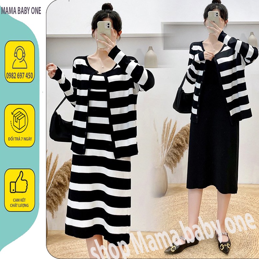 SET VÁY BẦU LEN THU ĐÔNG CAO CẤP GỒM ĐẦM 2 DÂY VÀ ÁO KHOÁC - ĐẦM BẦU CÔNG SỞ HÀN QUÔC