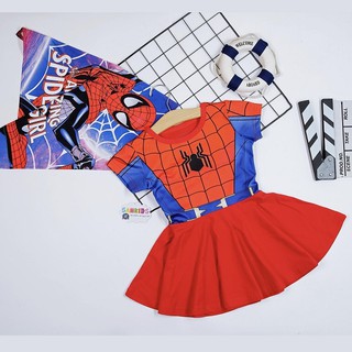 Váy đầm siêu nhân người nhện kèm áo choàng cho bé gái VSN03
