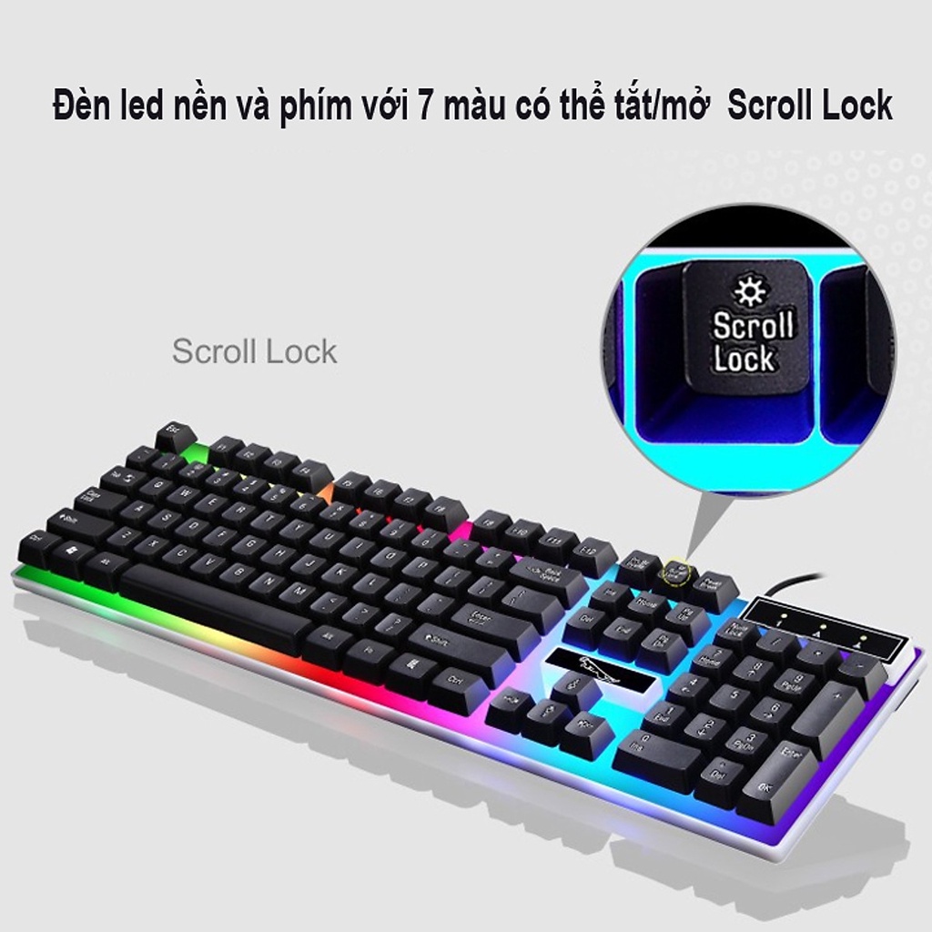 Bộ bàn phím gaming có dây kèm chuột có led 7 màu