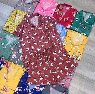 [XẢ HÀNG] BỘ PIJAMA ĐÙI CHẤT KATE (gửi mẫu ngẫu nhiên ạ)