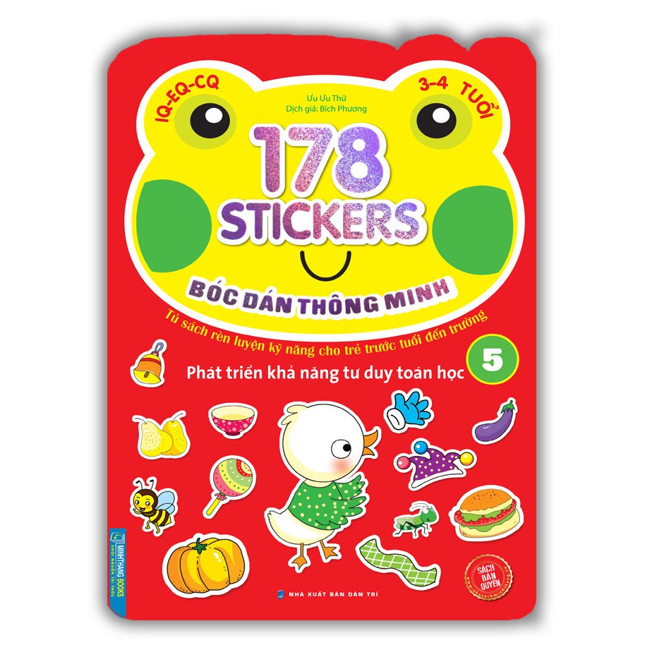 Sách combo 6 cuốn Bóc dán hình thông minh phát triển khả năng tư duy toán học IQ EQ CQ 3-4 tuổi - 178 sticker