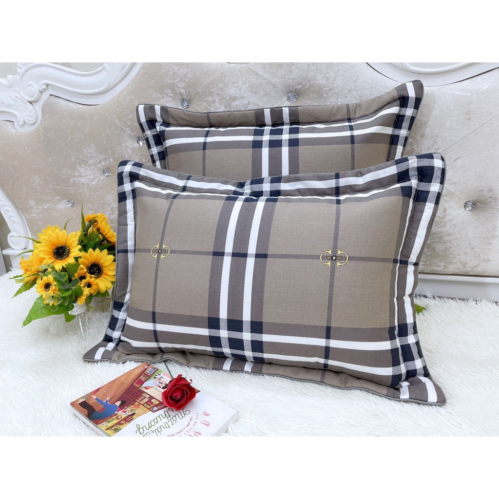 Vỏ gối nằm cottong hàn quốc lót bông và khoá kéo kt 50x70  áo gối nằm lót bông