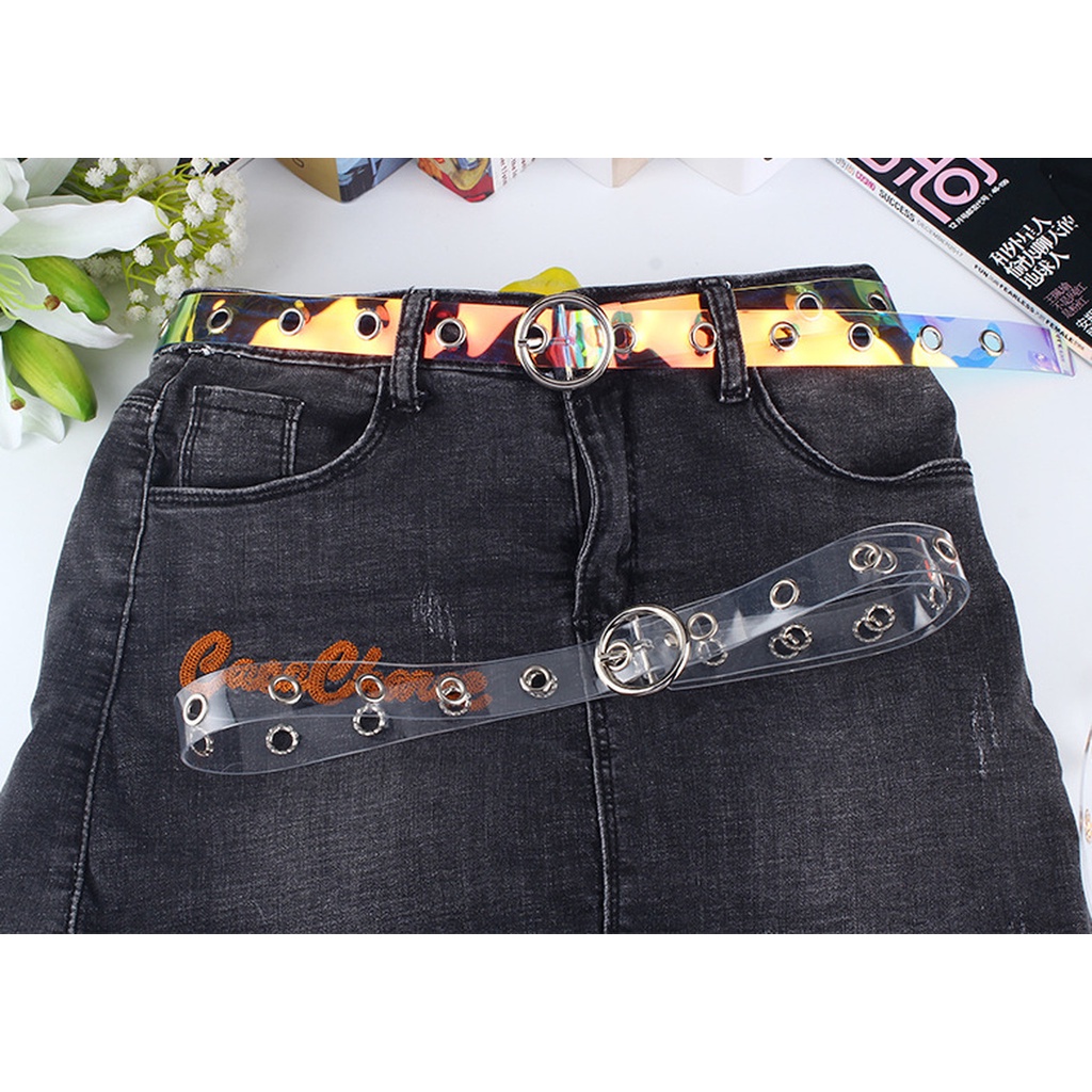 Thắt Lưng Trong Suốt Ánh Laser Nhiều Màu Sắc Thời Trang Phong Cách Hàn Quốc Cho Nữ