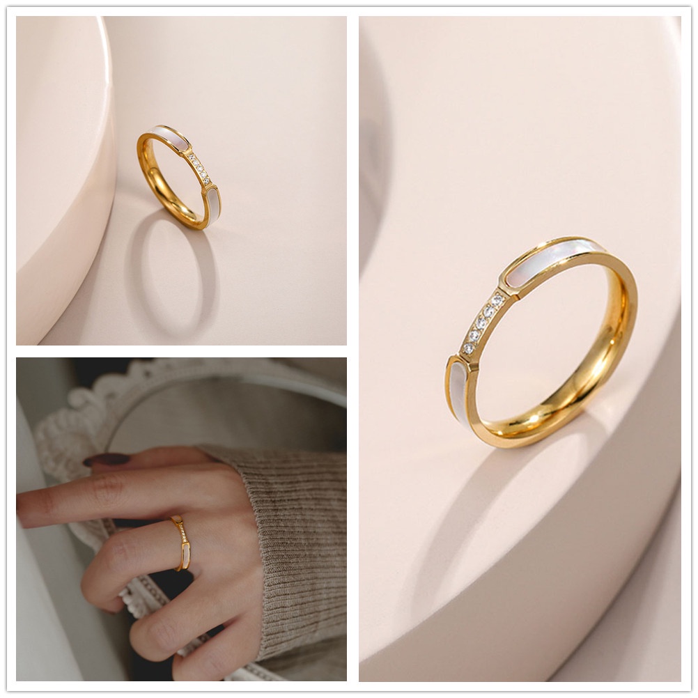 Nhẫn Thép Titan Màu Vàng Hồng Thiết Kế Sang Trọng Cá Tính Dành Cho Nữ