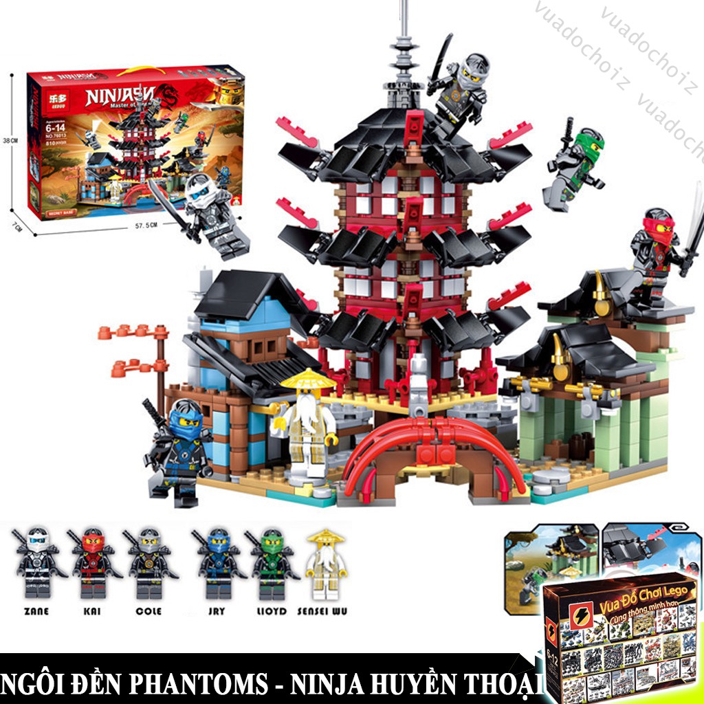 [810 CHI TIẾT] Bộ Đồ Chơi Lắp Ráp Mô Hình Ninja Ngồi Đền Huyền Thoại Kèm 6 Nhân Vật Ninja Sấm Sét