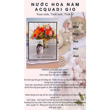 < Nam > Nước hoa mini ACQUA DI GIO ( Trắng ) | BigBuy360 - bigbuy360.vn