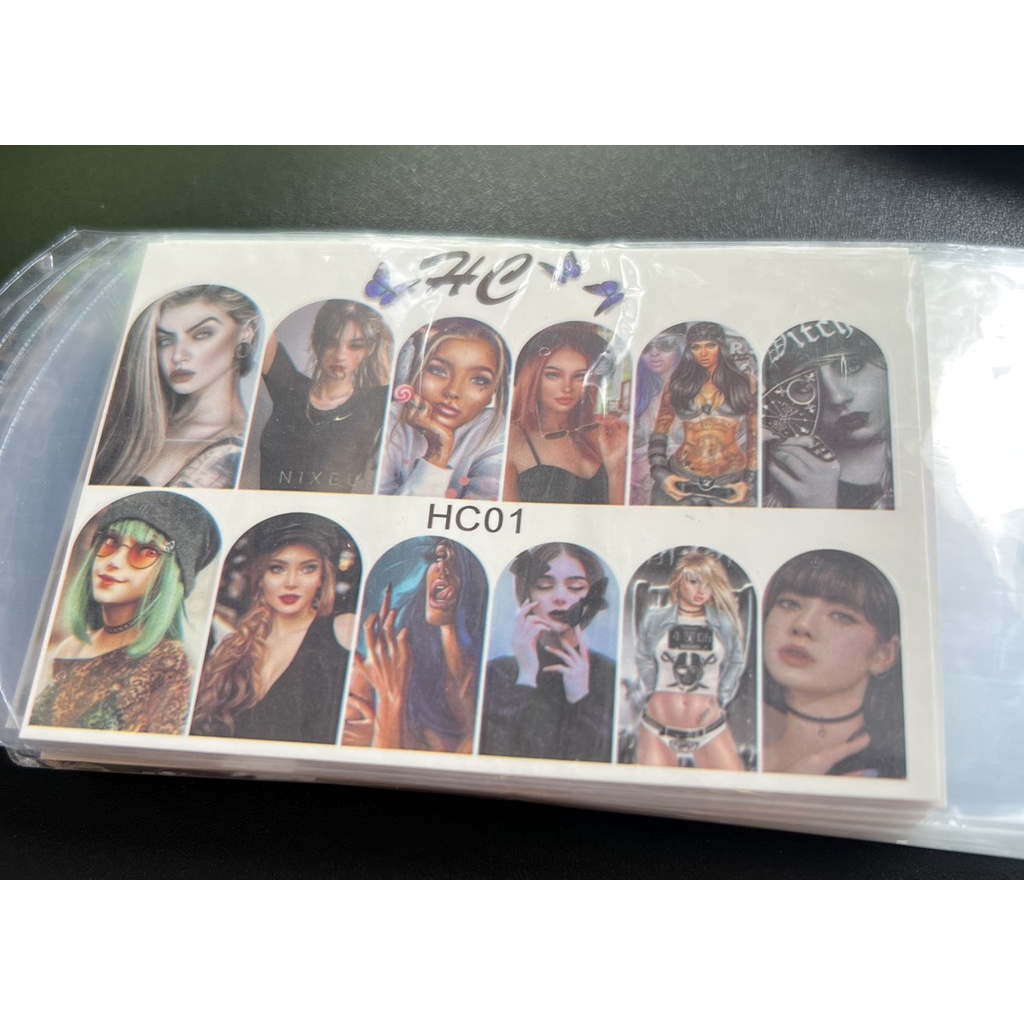 Sticker 3d mẫu cô gái dán móng tay nail