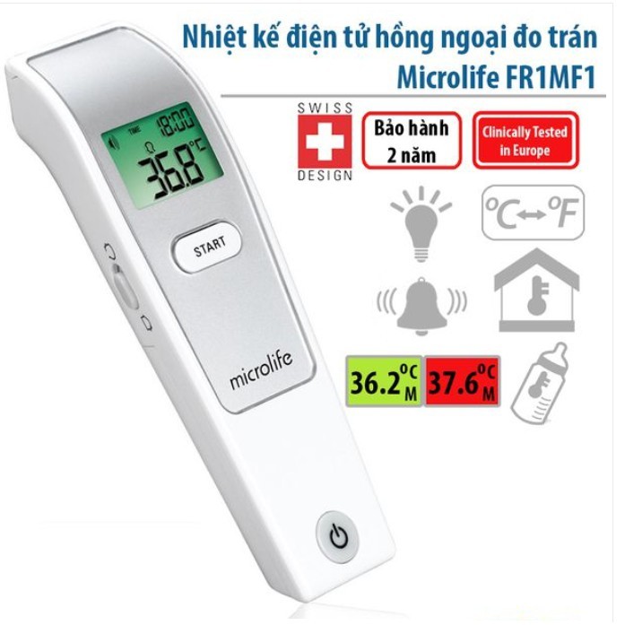 Nhiệt Kế Điện Tử Hồng Ngoại Microlife FR1MF1 Thụy Sĩ - Bảo Hành Chính Hãng 2 Năm, Đo Thân Nhiệt Trán