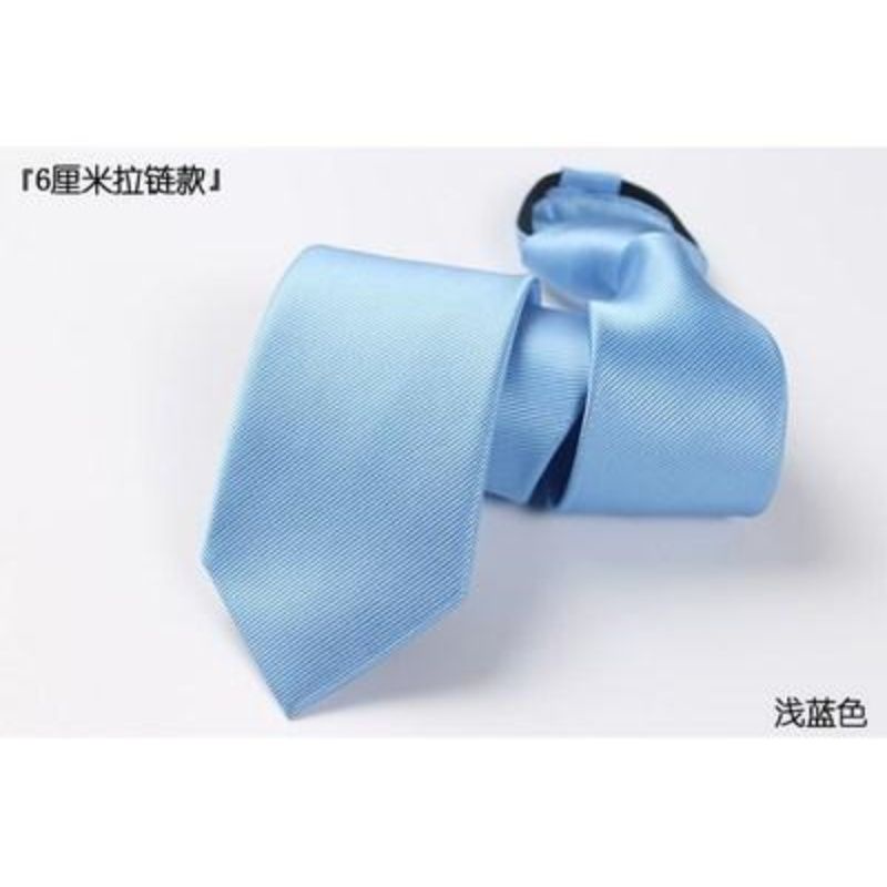 Cà Vạt 6CM Màu Hồng / Đen / Xanh Dương / Xám Nhạt Phối Khóa Kéo Dễ Phối Đồ Phong Cách Hàn Quốc Cho Nam Và Nữ