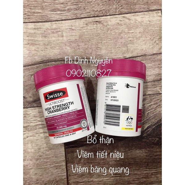 Swisse Cranberry - Viên uống bổ thận, viêm tiết niệu, viêm bàng quang hộp 90 viên