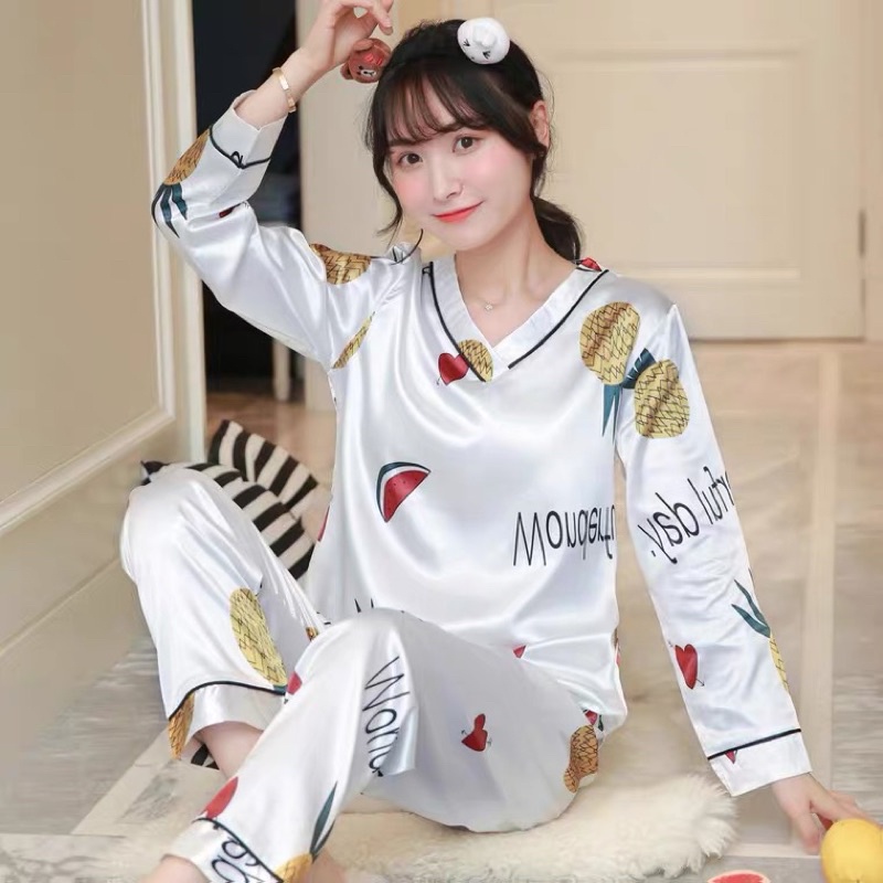 Bộ Đồ ngủ pijama nữ quần dài tay dài chất lụa cao cấp