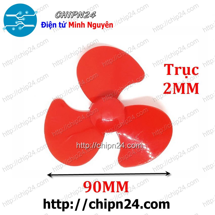 [1 CÁI] Cánh Quạt 90MM 3 Cánh Trục 2MM ĐỎ