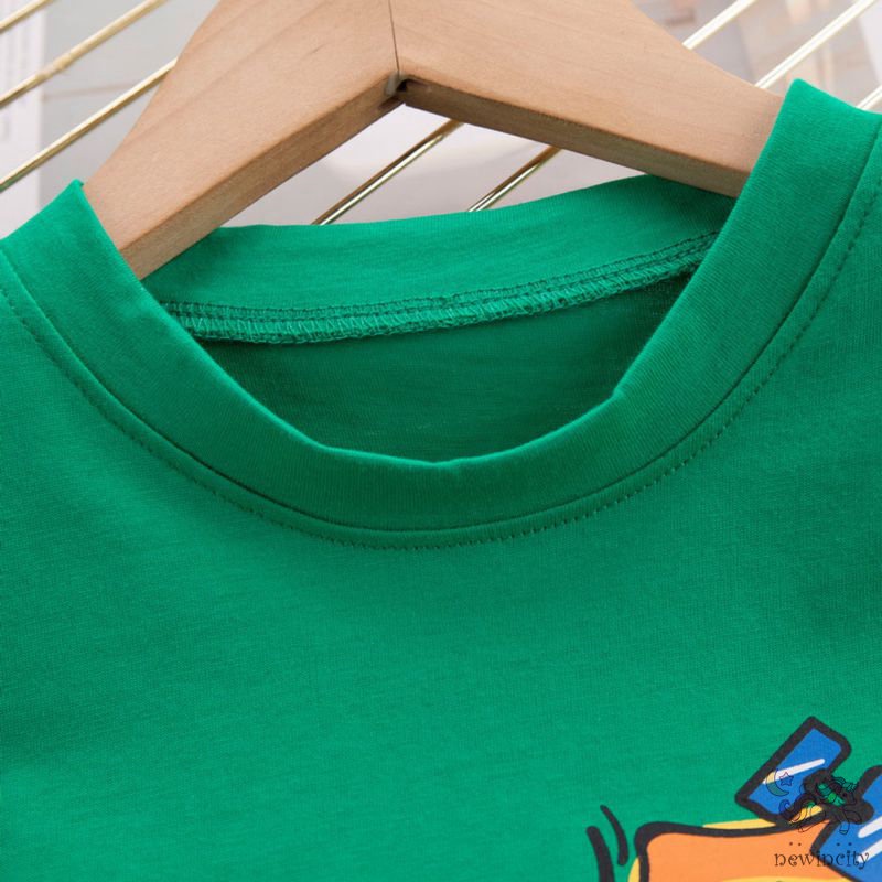 Set Đồ 2 Món Áo Thun Tay Ngắn In Họa Tiết Hoạt Hình + Quần Short Phong Cách Hàn Quốc Cho Bé Trai