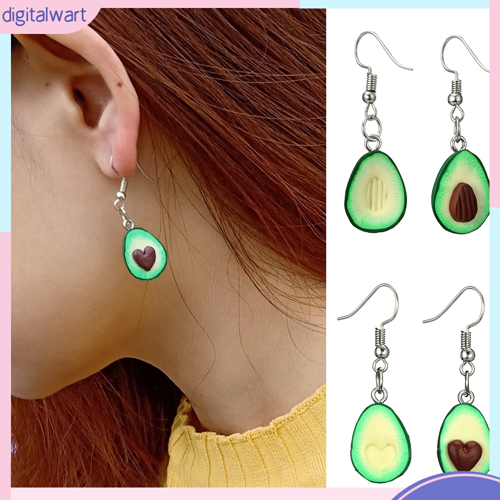 Đôi khuyên tai dáng dài thiết kế mặt hình quả bơ xinh xắn thời trang dành cho nữ