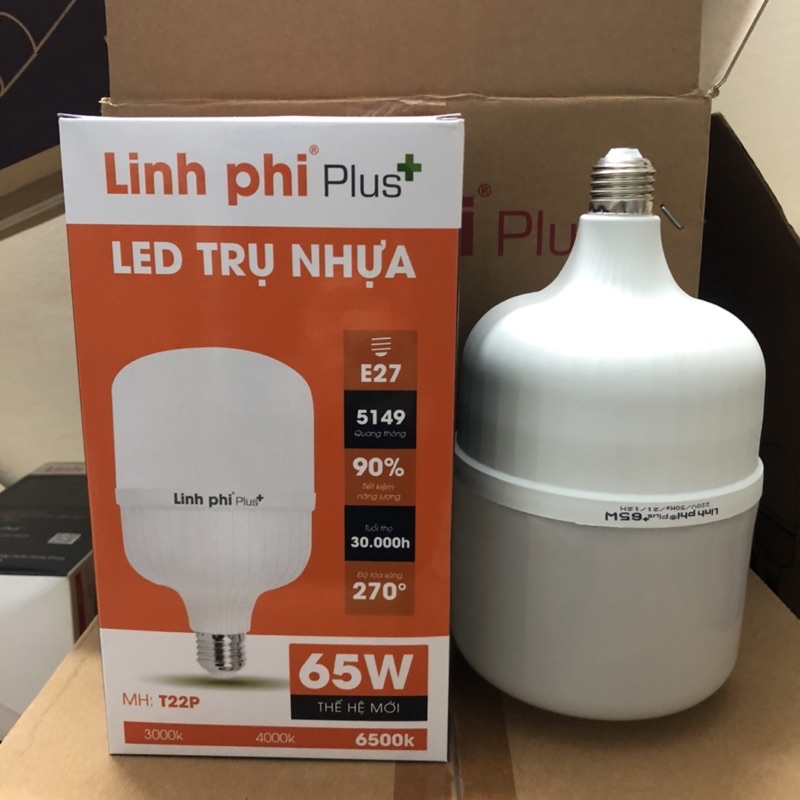 Bóng đèn LED 65W 80W 100W siêu sáng tiết kiệm điện chống nước, LED BULB trụ chính hãng LINH PHI BH đổi mới 6 tháng