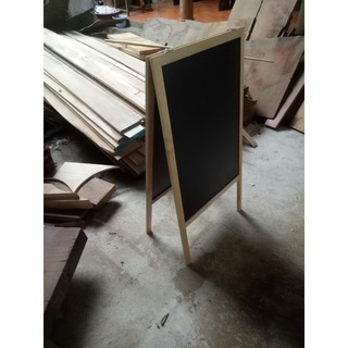Bảng menu đen khung gỗ tần bì viết 2 mặt Gem Decor