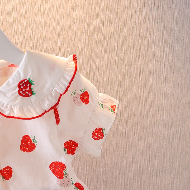 Đầm Công Chúa In Họa Tiết Dâu Tây Kiểu Hàn Quốc Thời Trang Mùa Hè 2023 Cho Bé Gái