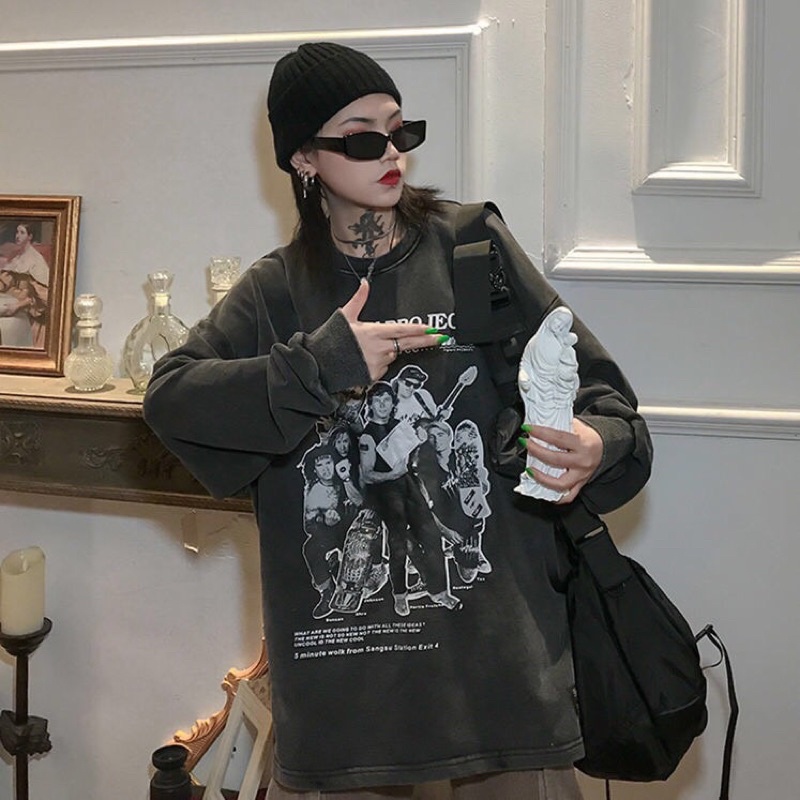 Áo Nỉ Sweater Loang In Họa Tiết Hot Hit 2021 - Áo Thun Loang Cổ Tròn Tay Dài Form Rộng - Nam Nữ Unisex(Ảnh Thật)
