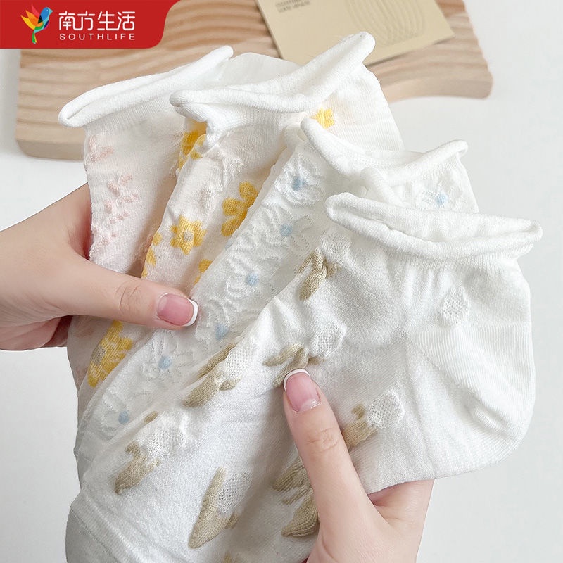 Jiashucheng Vớ Cotton Ngắn Mỏng Màu Trắng Phong Cách Nhật Hàn Dễ Thương Cho Nữ Sinh